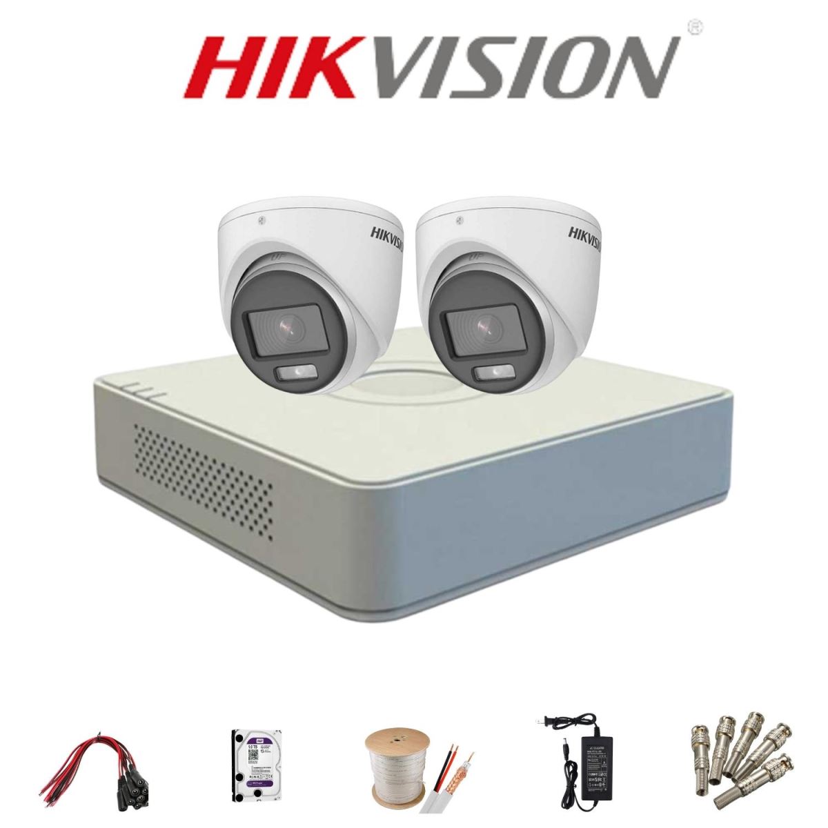 Trọn bộ 2 Camera HDTVI HIKVISION FULL HD có màu ban đêm